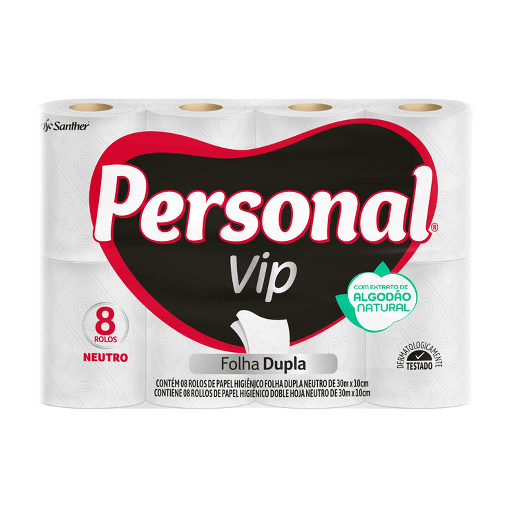 PAPEL HIG PERSONAL VIP FOLHA DUPLA 30M C/8 UNIDADES NEUTRO