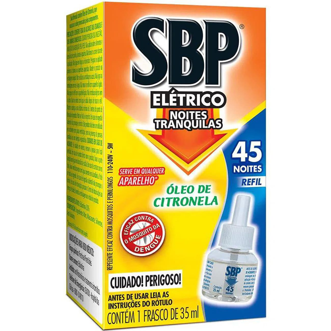 INSETICIDA SBP ELET. 45 NOITES REFIL 35ML CITRONELA