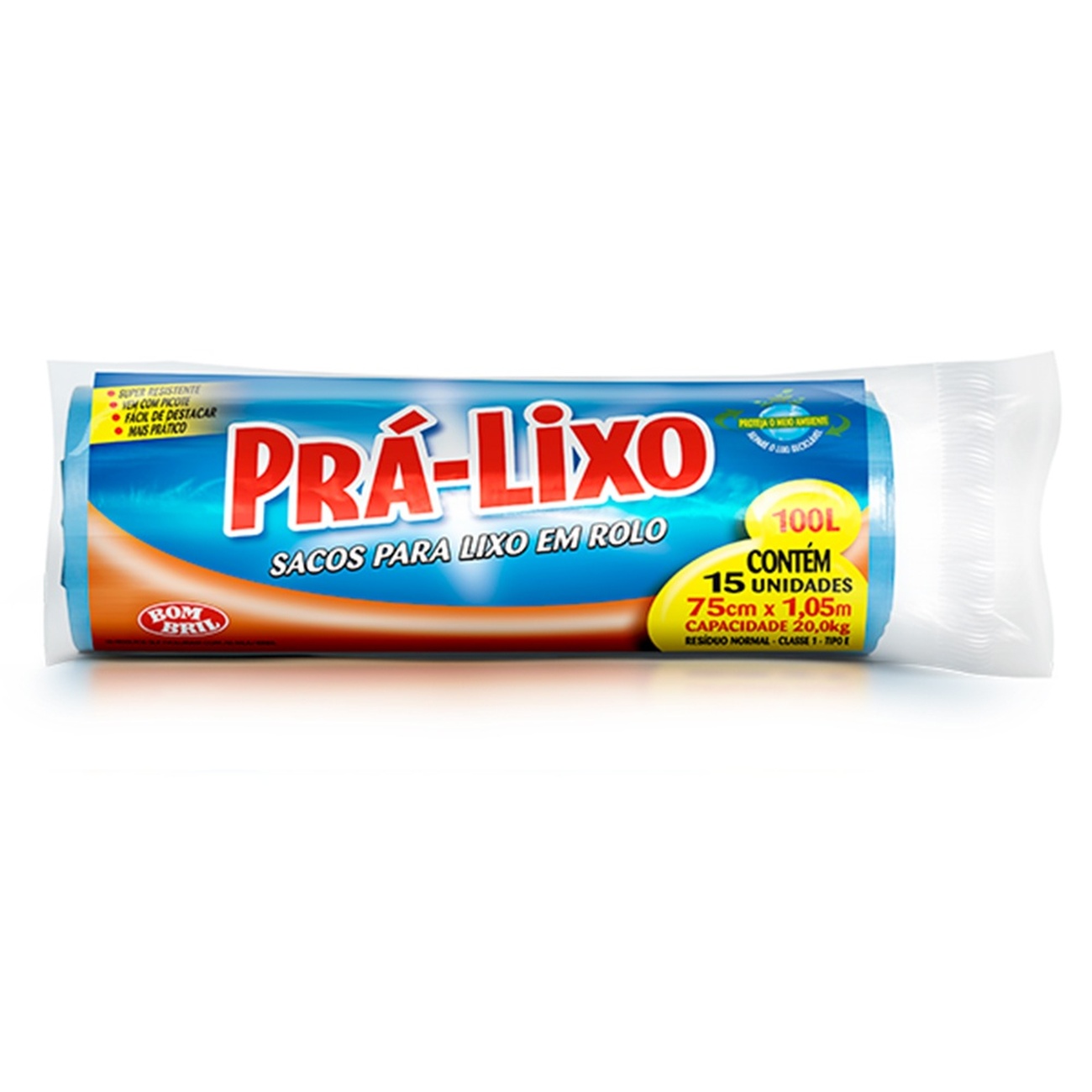 SACO PRA-LIXO BOMBRIL ROLO 100LT 15 UN