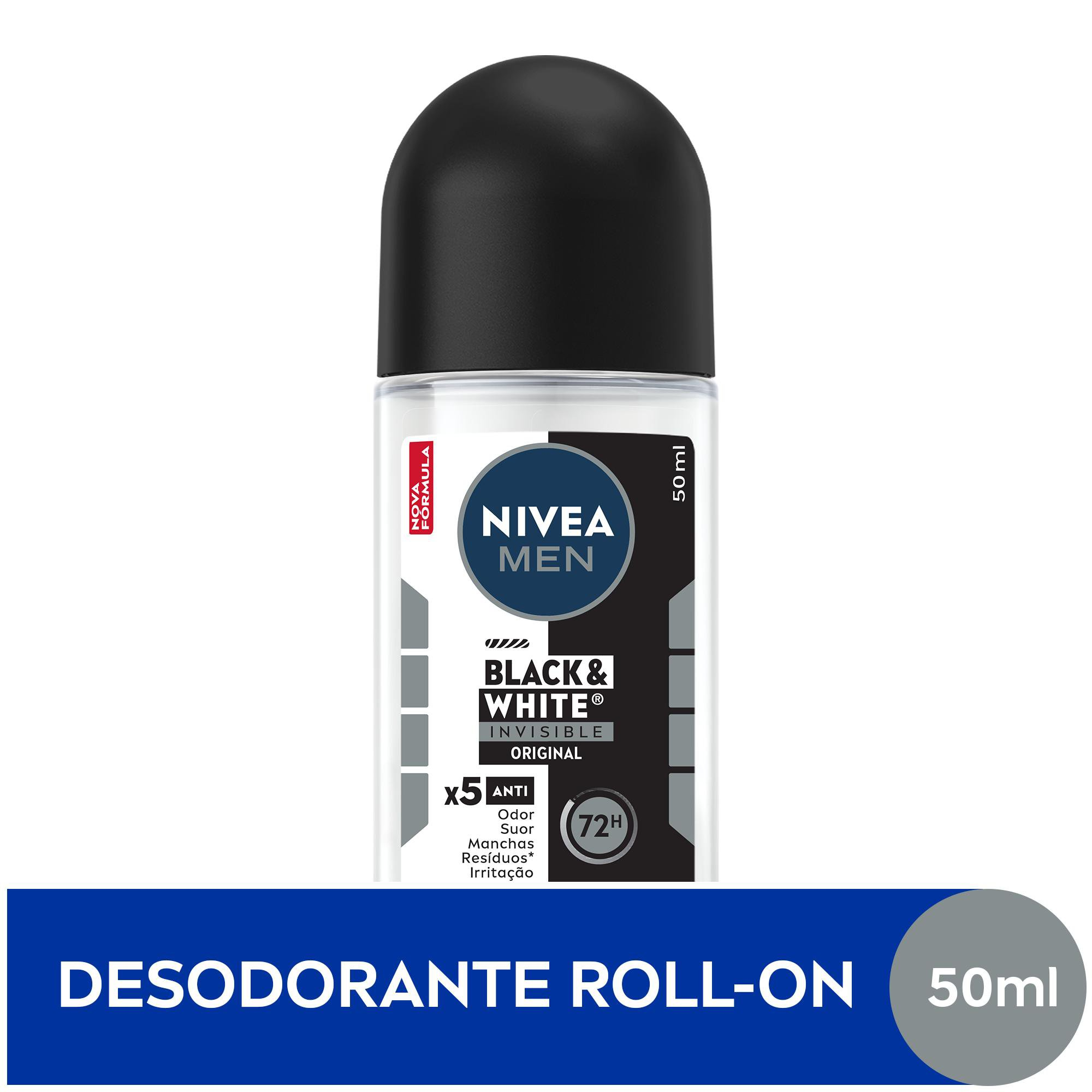 DESODORANTE ROLLON NIVEA 72H 50ML MEN INVISIBLE BLACK & WHITE