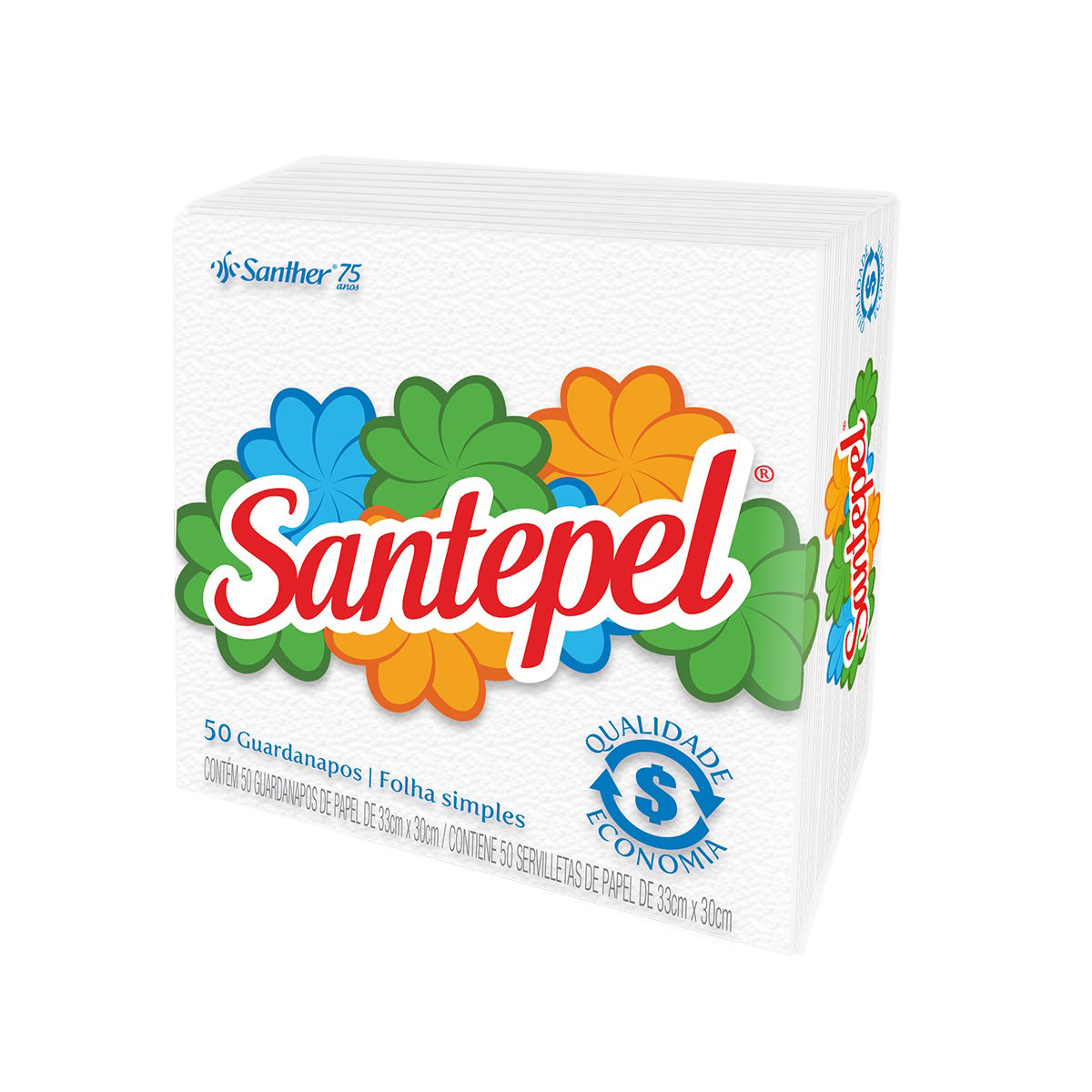 GUARDANAPO SANTEPEL 33X30 FOLHA SIMPLES GRANDE
