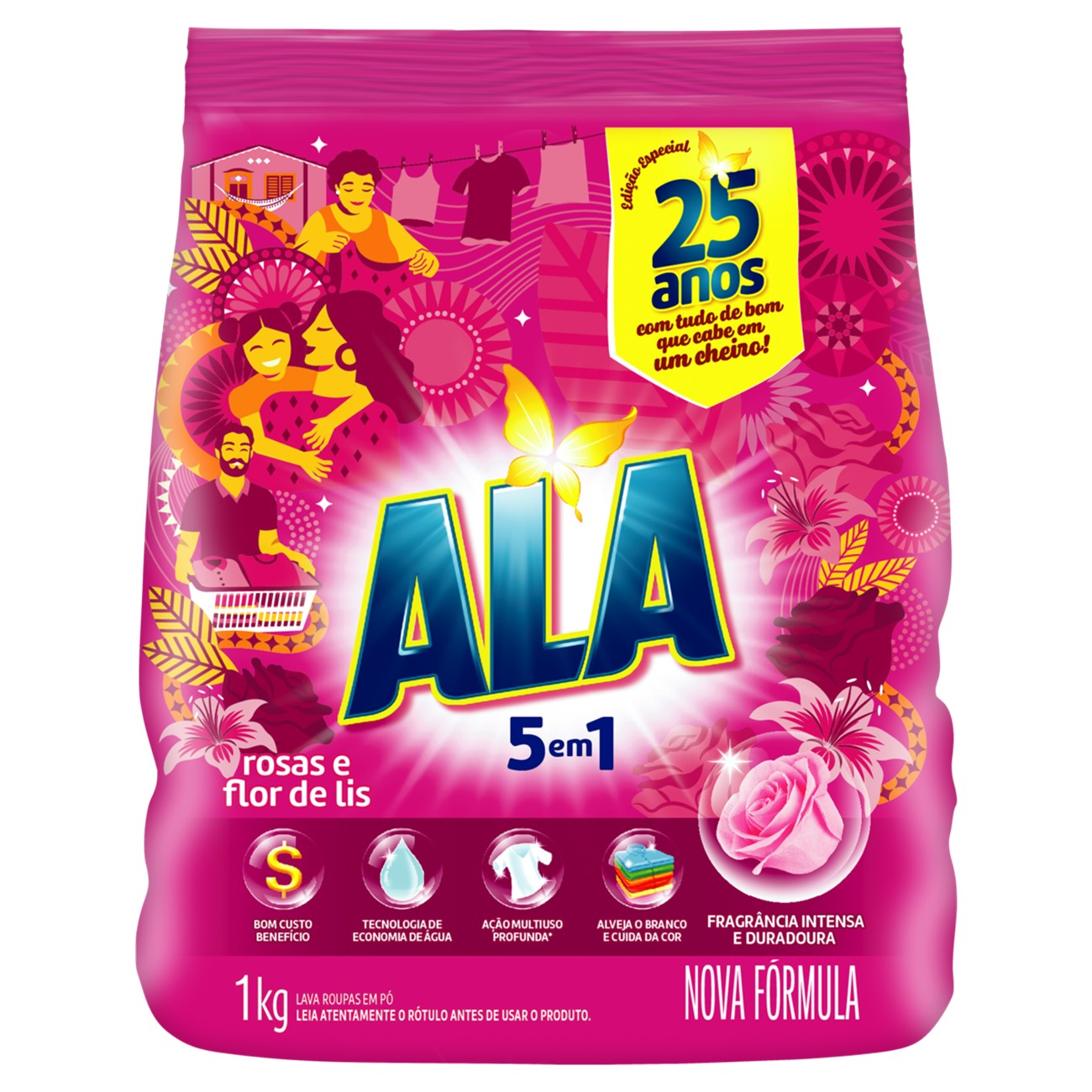 DETERGENTE PO ALA SACHET 1000 G ROSAS E FLOR DE LIS
