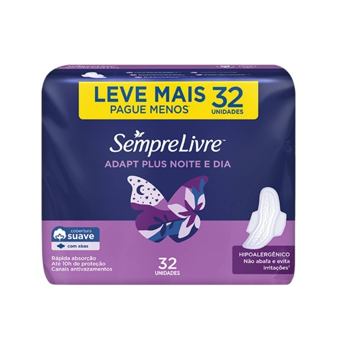 ABSORVENTE SEMPRE LIVRE NOITE E DIA C/32UN C/ABAS SV L+P/-