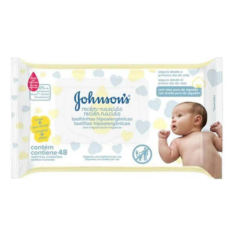 TOALHA UMEDECIDA J&J BABY C/48 UN RECEM NASCIDO