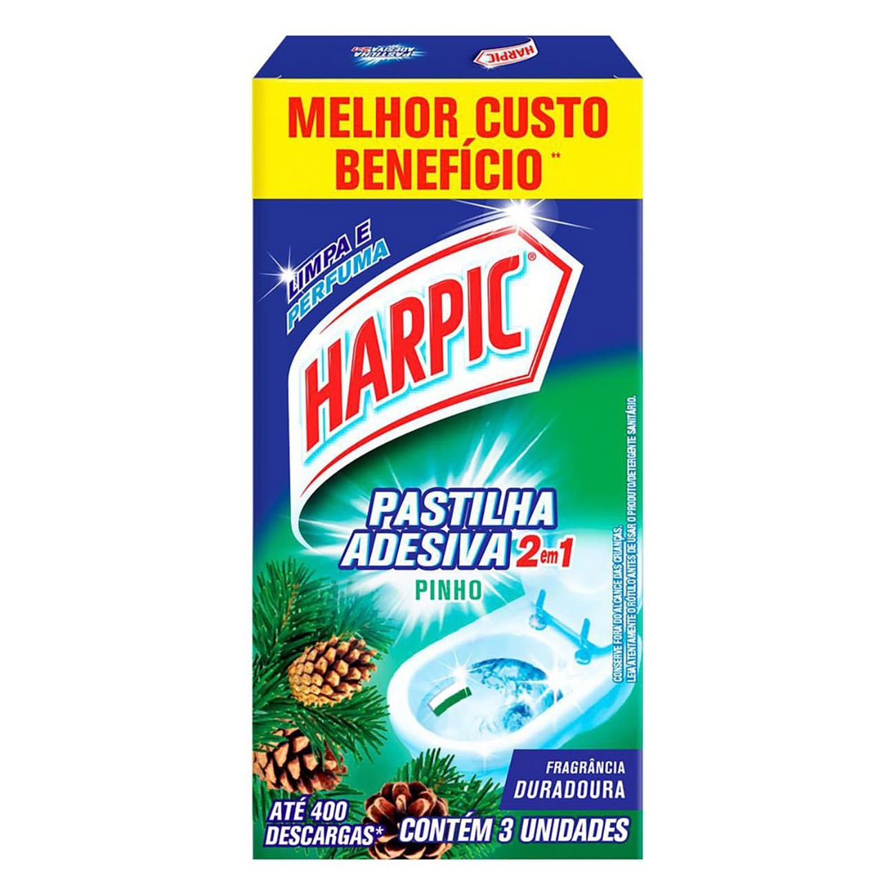 DESODORIZADOR HARPIC PASTILHA ADESIVA 2EM1 3X9G PINHO