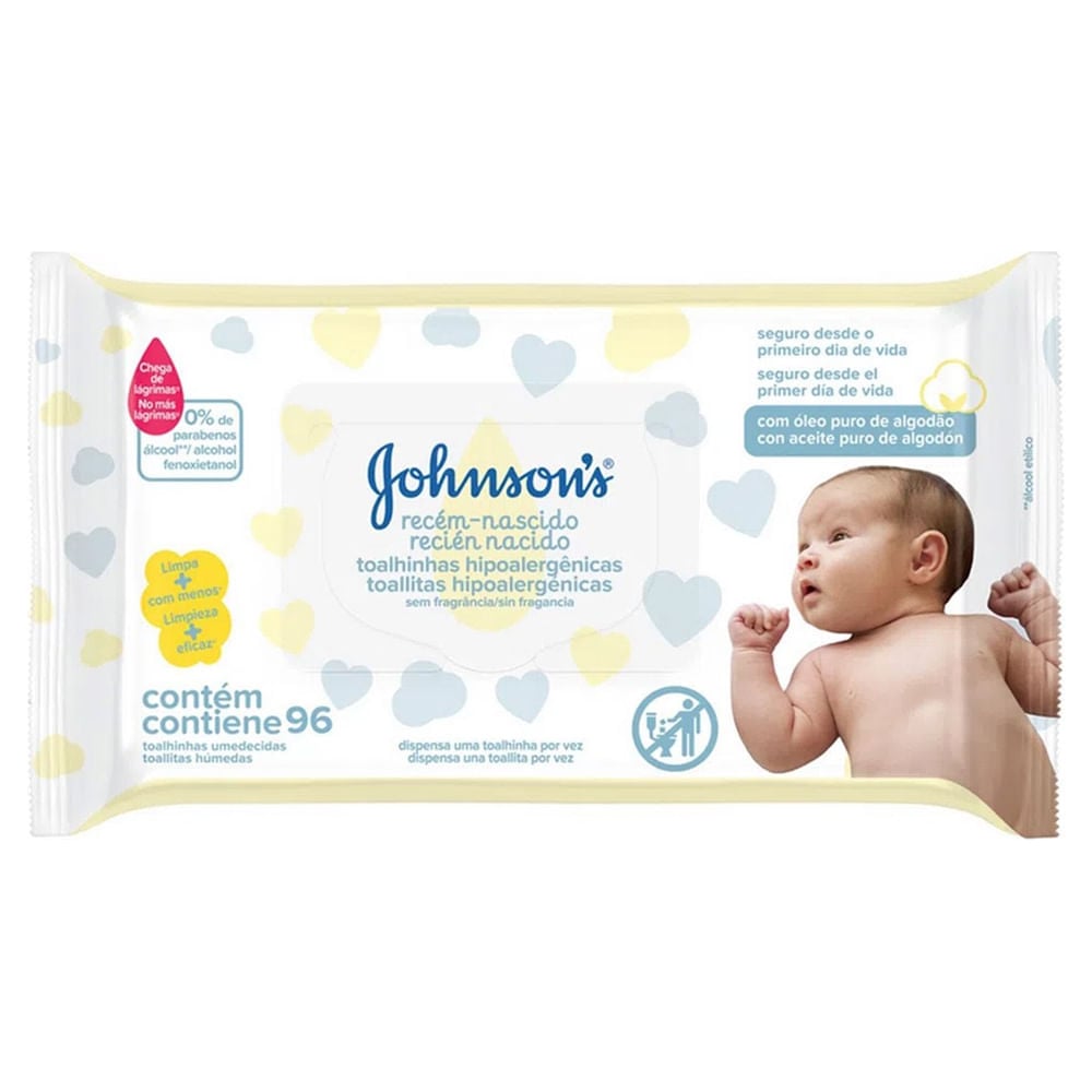 TOALHA UMEDECIDA J&J BABY C/96 UN RECEM NASC. LEV+POR-