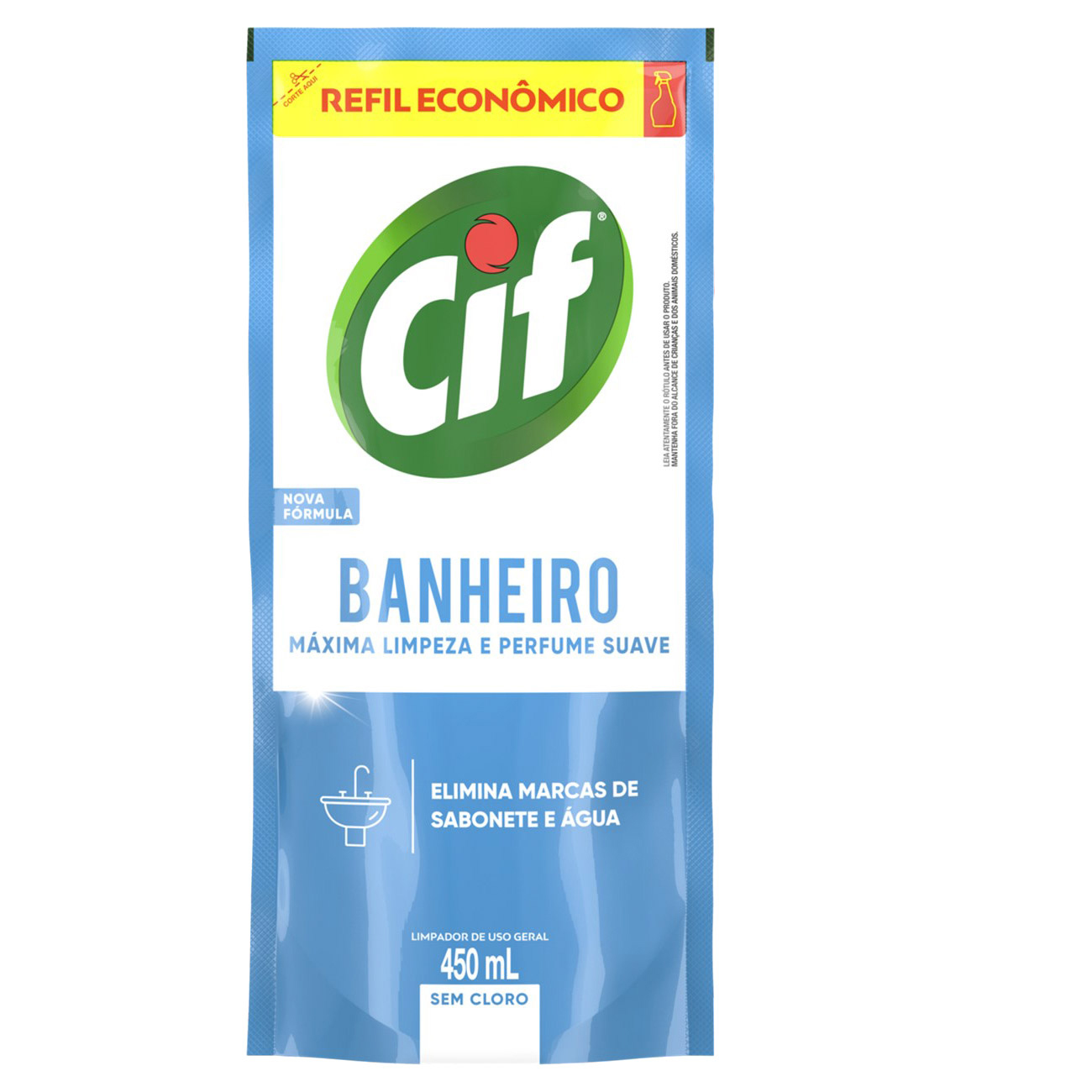 LIMPADOR CIF ULT RAP BANH S/CLORO SACHET 450ML