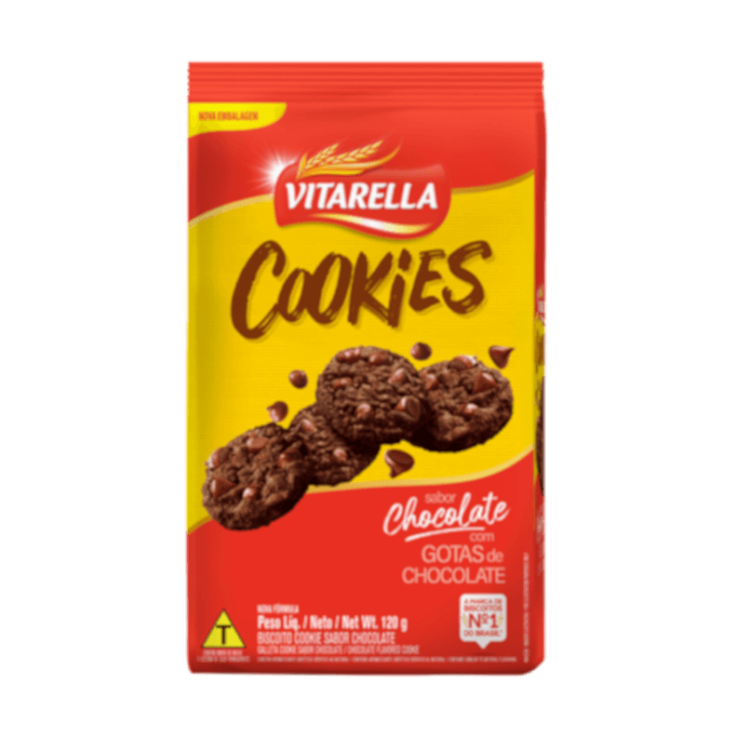 BISCOITO VITARELLA COOKIES 120G CHOCOLATE/CHOCOLATE