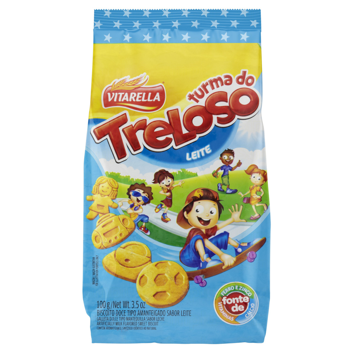 BISCOITO VITARELLA TURMA DO TRELOSO 100G LEITE