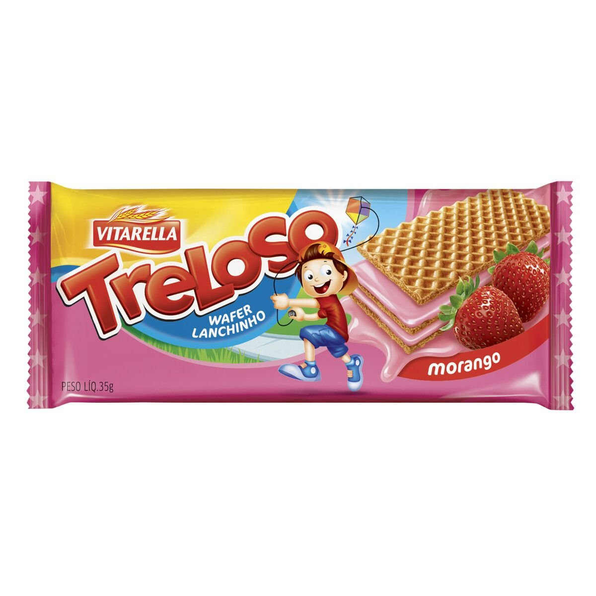 BISCOITO VITARELLA TRELOSO WAFER 35G MORANGO