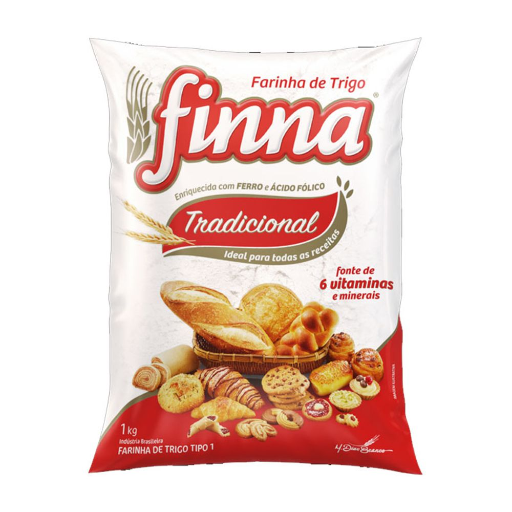 FARINHA DE TRIGO FINNA 1KG SEM FERMENTO TIPO 1 VITAMINAS