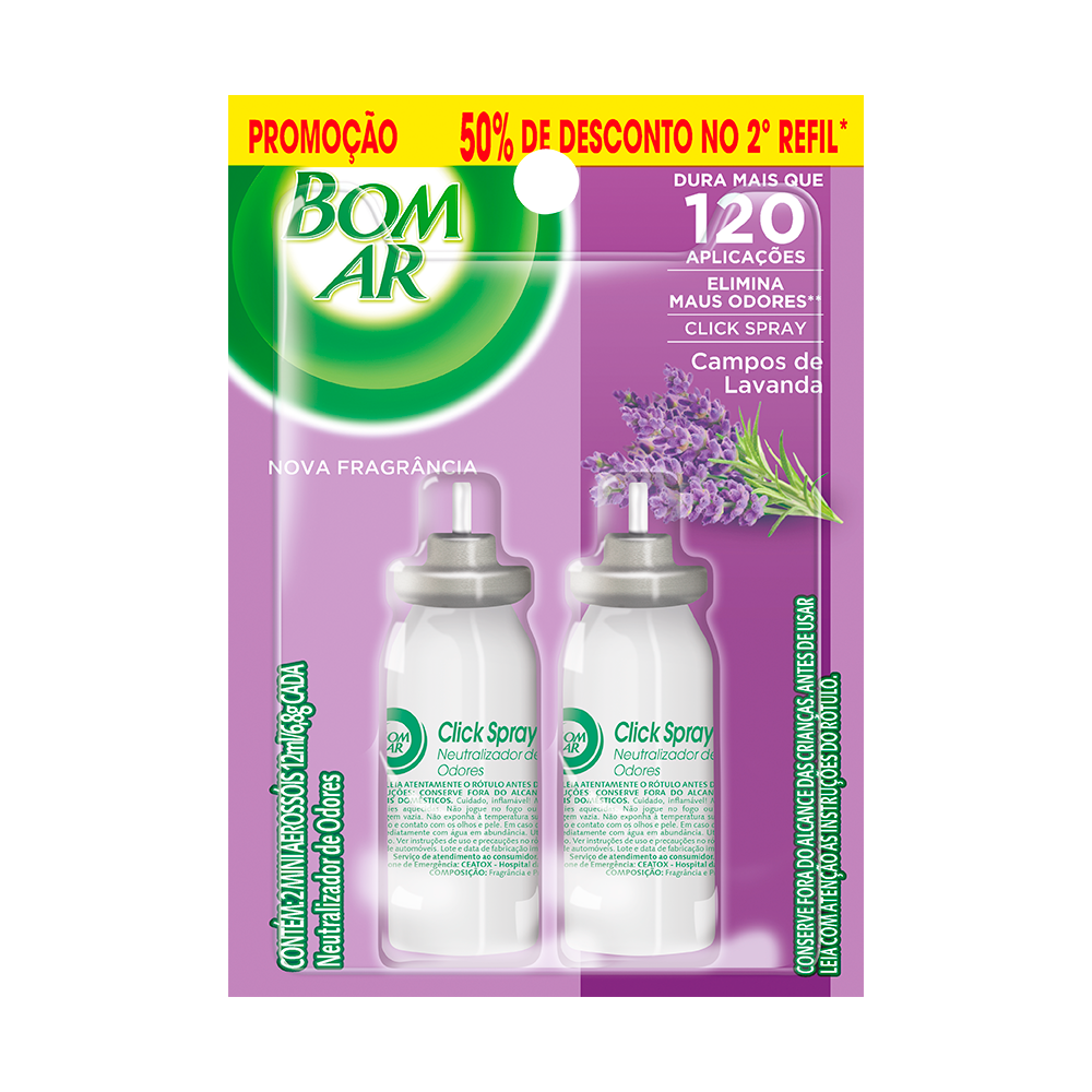 PURIFICADOR BOM AR CLICK SPRAY RF L2 C/50% NA 2ºUN LAVANDA