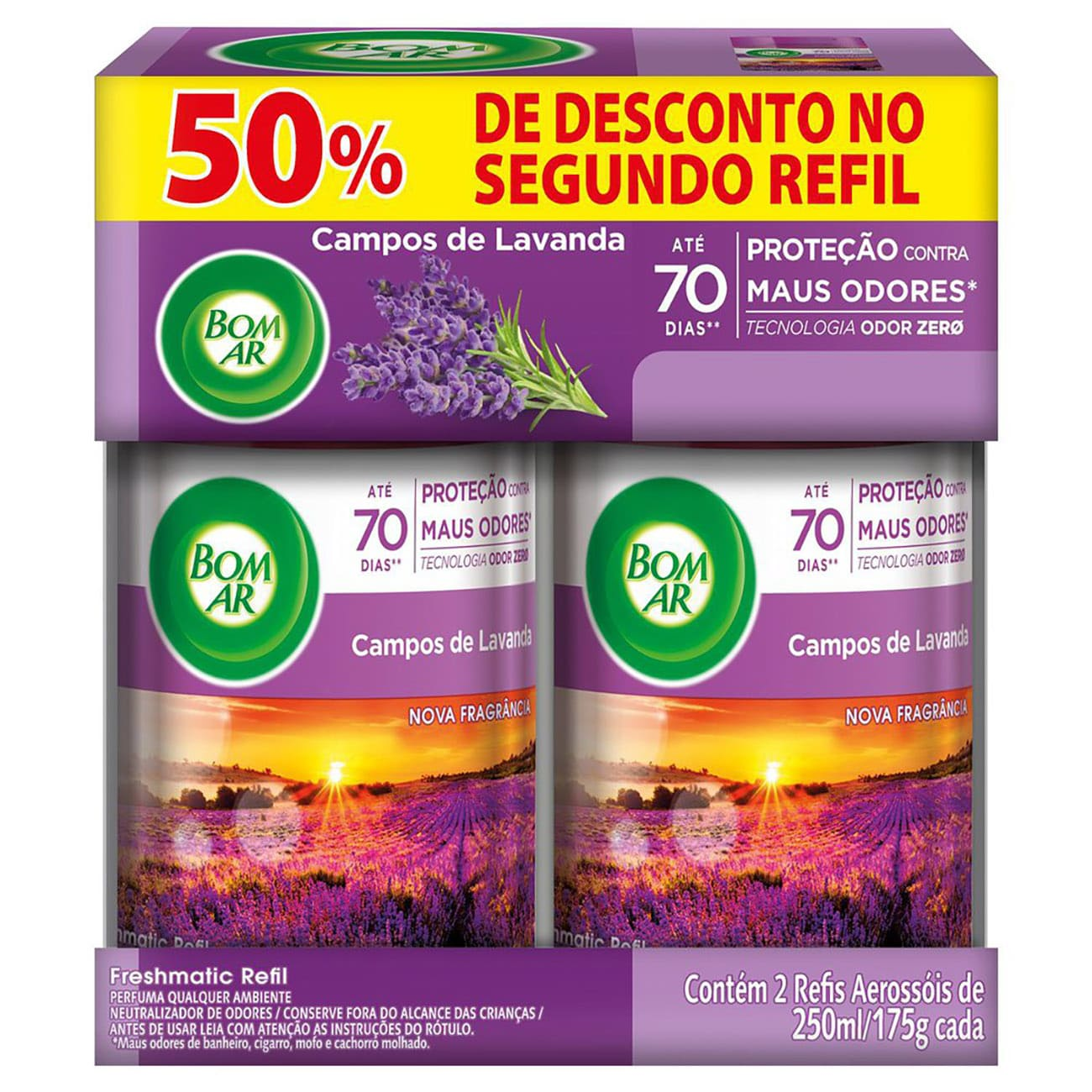 PURIFICADOR BOM AR FRESH MATIC RF L2 C/50% NA 2ºUN LAVANDA