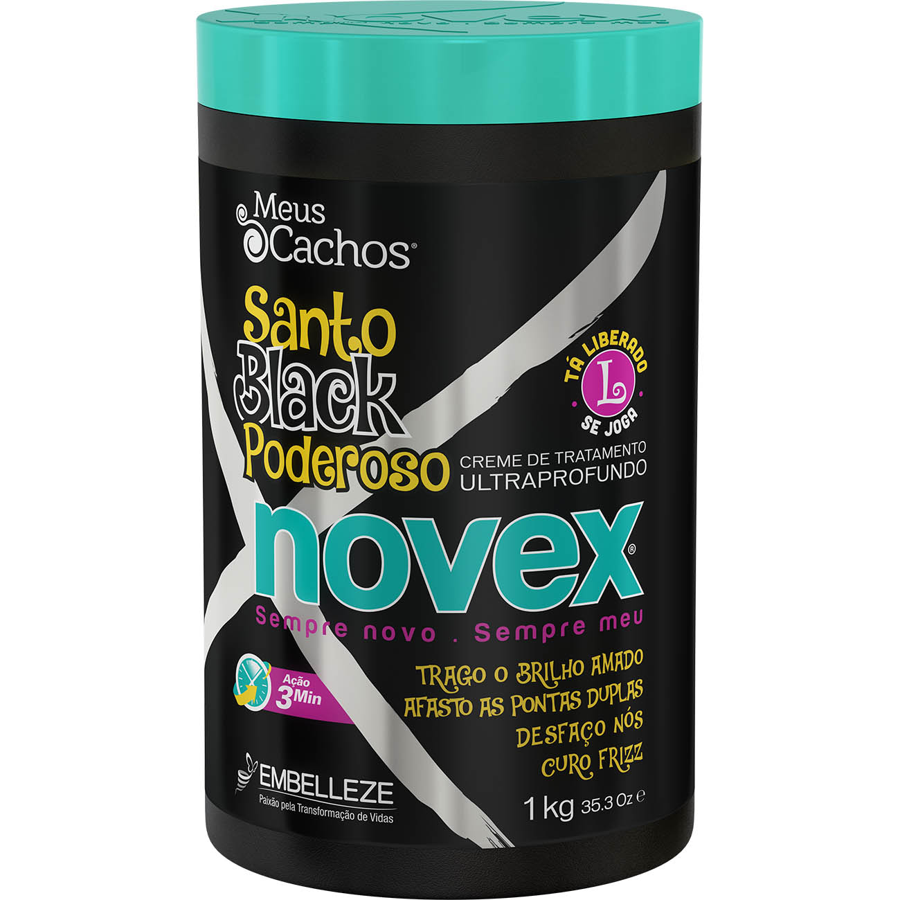CREME DE TRATAMENTO NOVEX 1 .KG. M.CACHOS SANTO BLACK PODEROSO