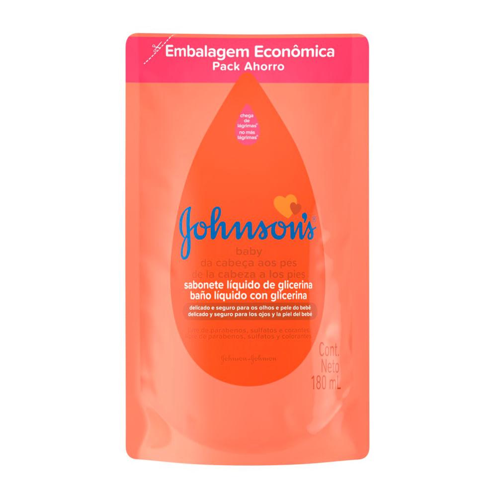 SABONETE INF LQ J&J BABY REFIL 180ML CABECA AOS PES