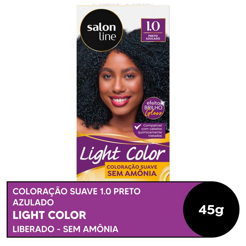 COLORACAO SALON LINE LIGHT COLOR PROF 1.0 PRETO AZULADO