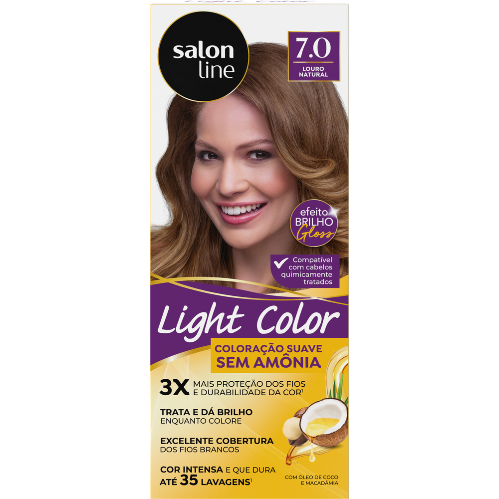 COLORACAO SALON LINE LIGHT COLOR PROF 7.0 LOURO NATURAL