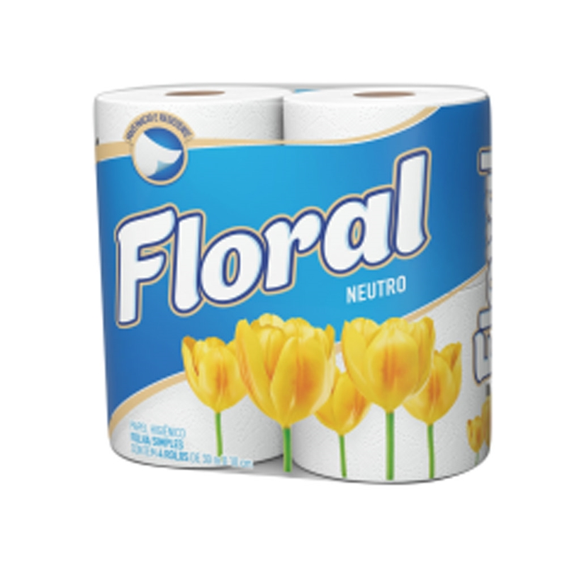 PAPEL HIGIENICO FLORAL FS 30M C/4UN NEUTRO