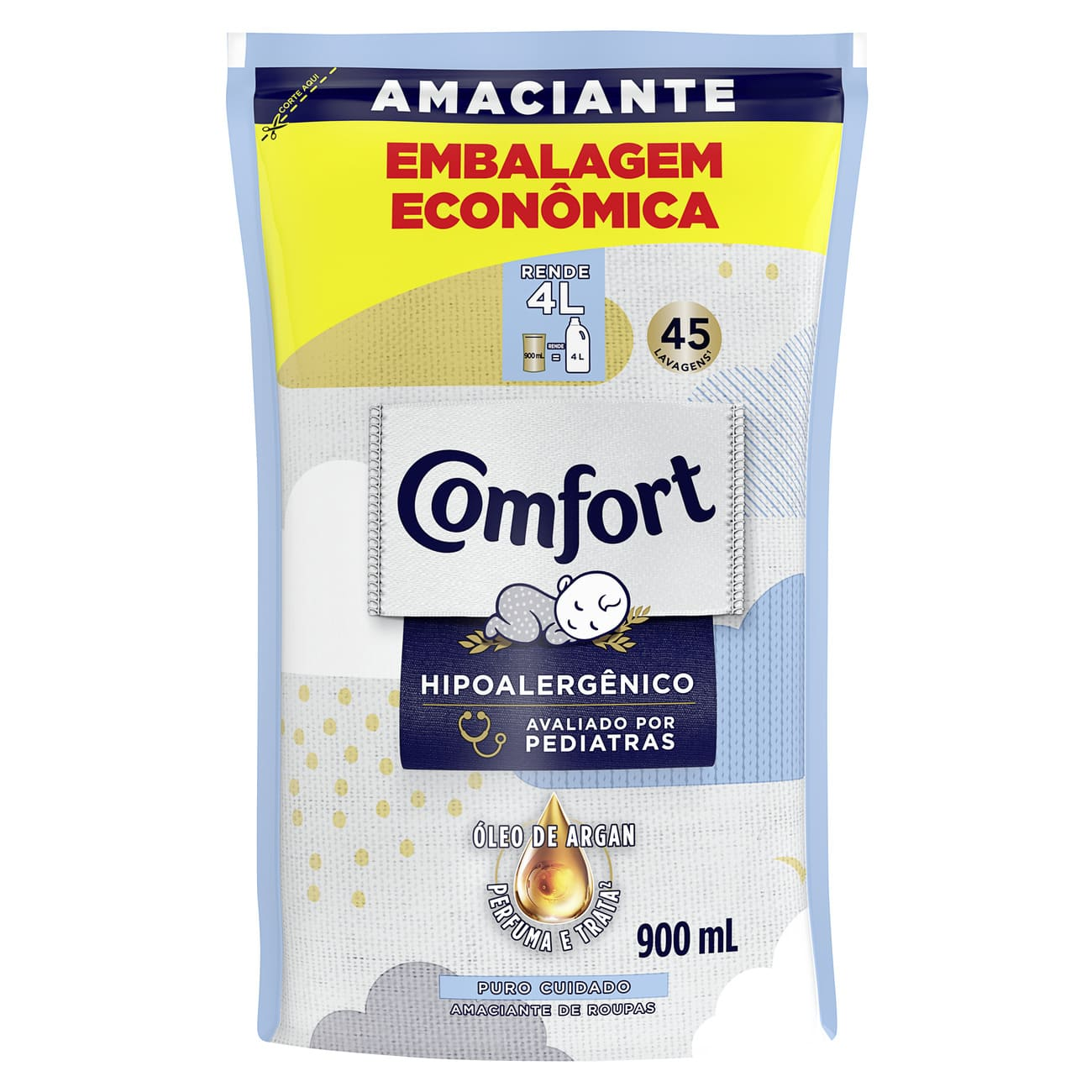 AMACIANTE COMFORT CONCENTRADO REFIL 900ML INTENSIVO PURO CUIDADO