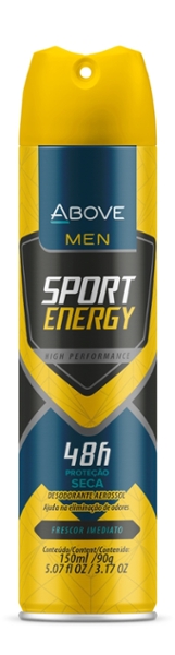 DESODORANTE AEROSOL ABOVE 150ML MASCULINO SPORT ENERGY