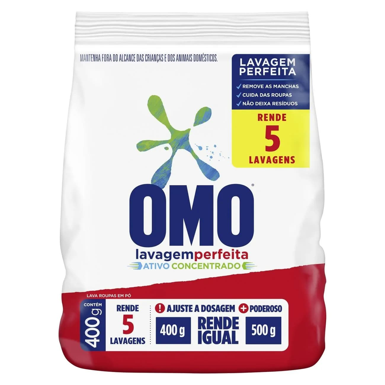 DETERGENTE PO OMO 400G BAG. LAVAGEM PERFEITA