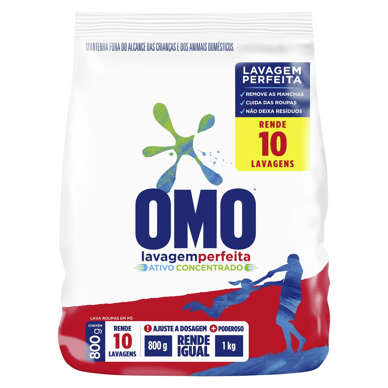 DETERGENTE PO OMO 800G BAG. LAVAGEM PERFEITA