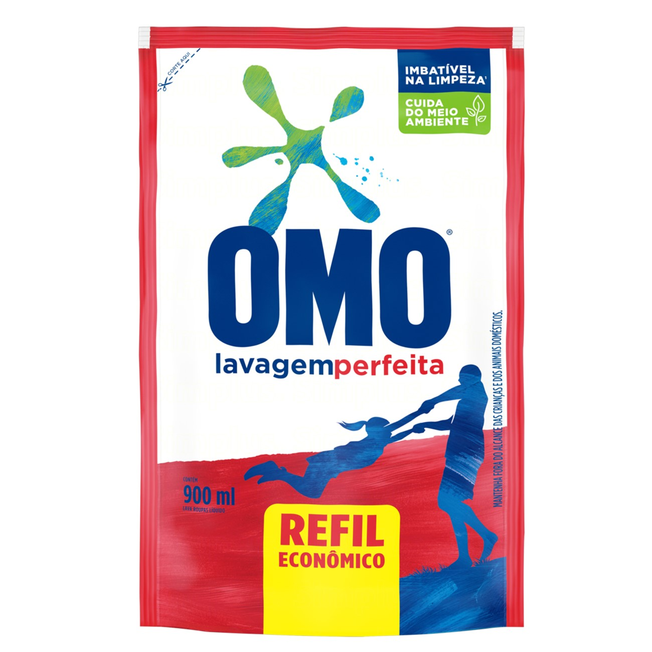 DETERGENTE LIQUIDO OMO 900ML DOYPACK. LAVAGEM PERFEITA