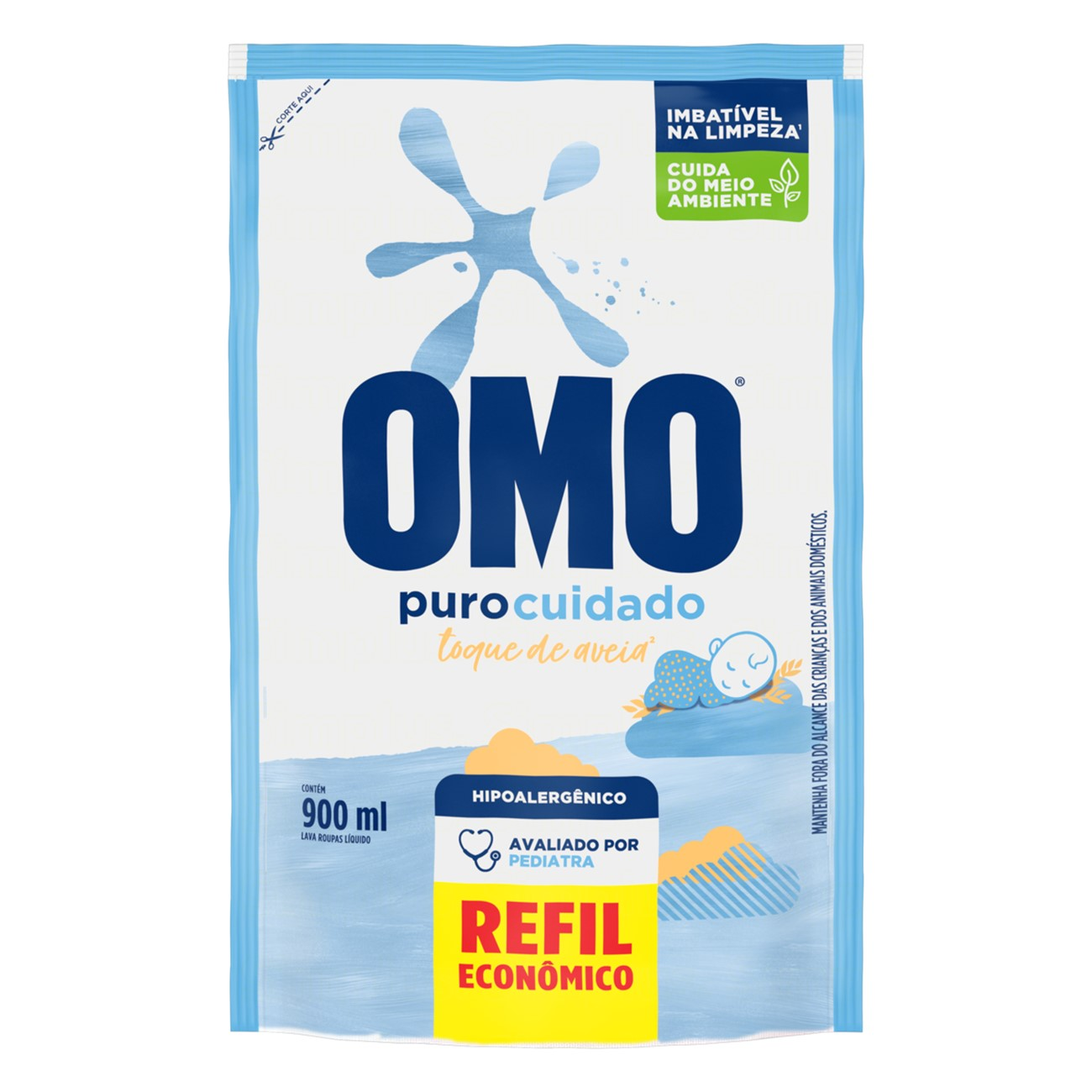 DETERGENTE LIQUIDO OMO REFIL 900ML PURO CUIDADO