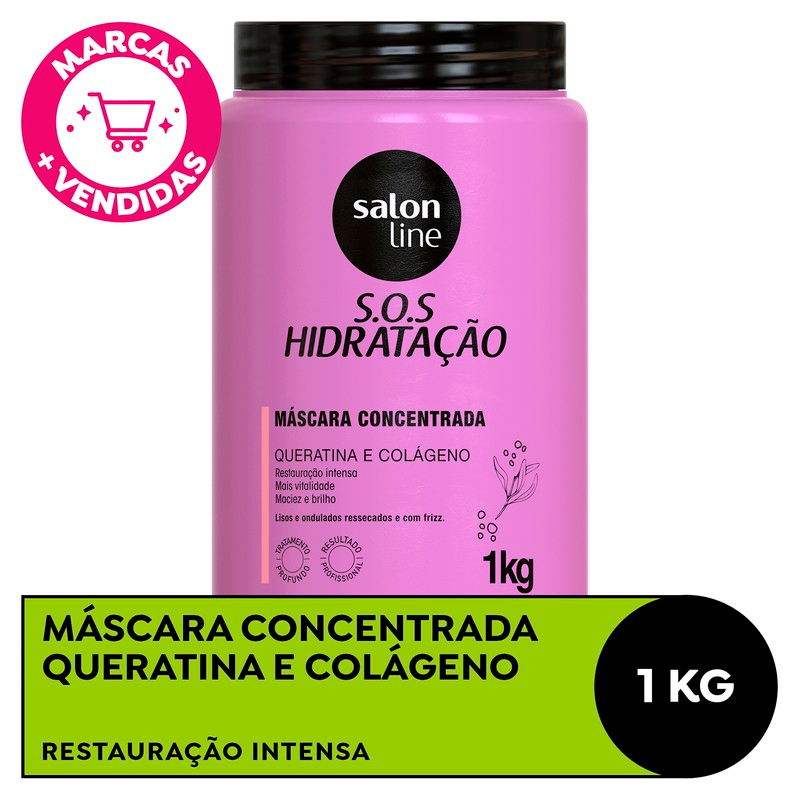 MASCARA SALON LINE SOS HIDRATACAO 1KG QUERATINA E COLAGENO