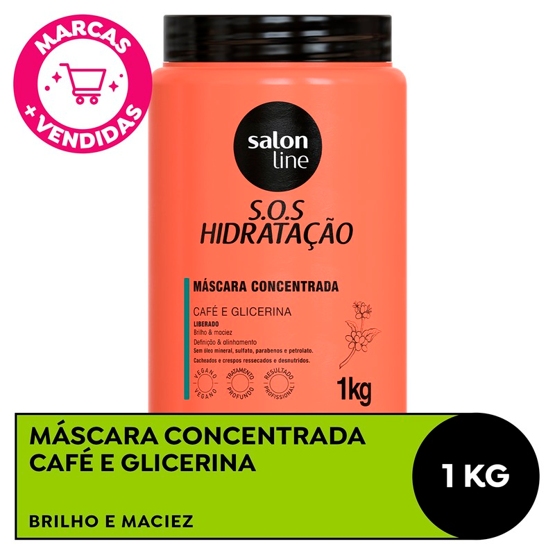 MASCARA SALON LINE SOS HIDRATACAO 1KG CAFE E GLICERINA