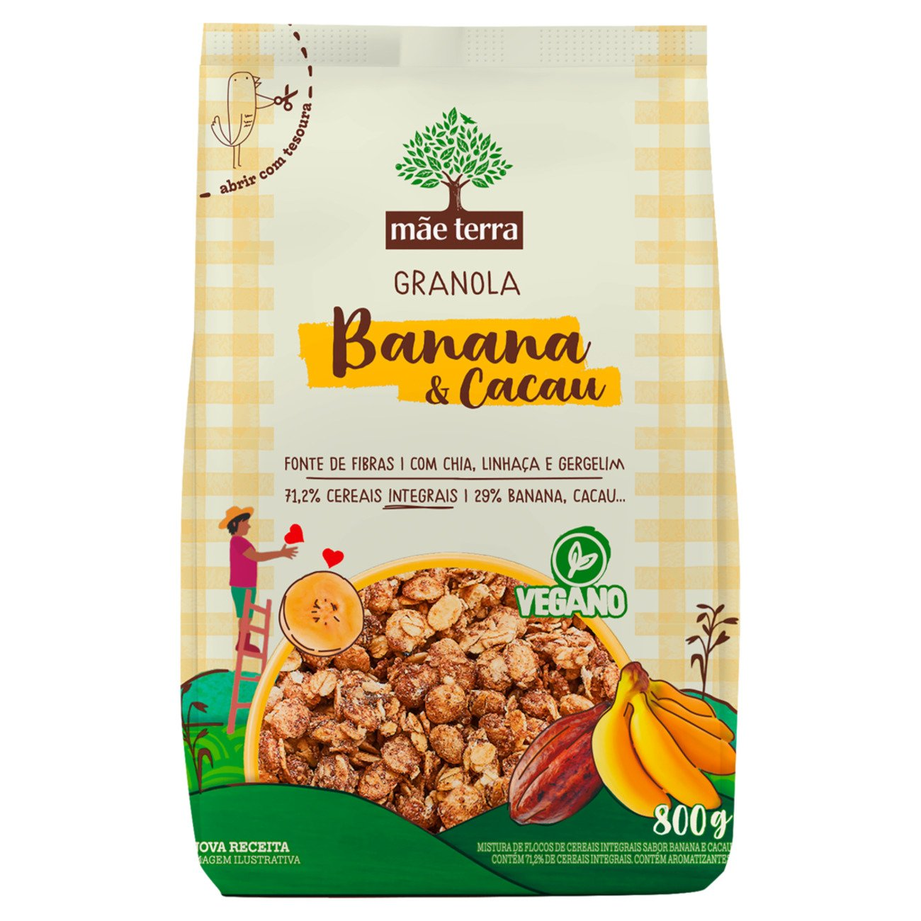 GRANOLA MAE TERRA 800G FRUTAS E MEL VEGANO