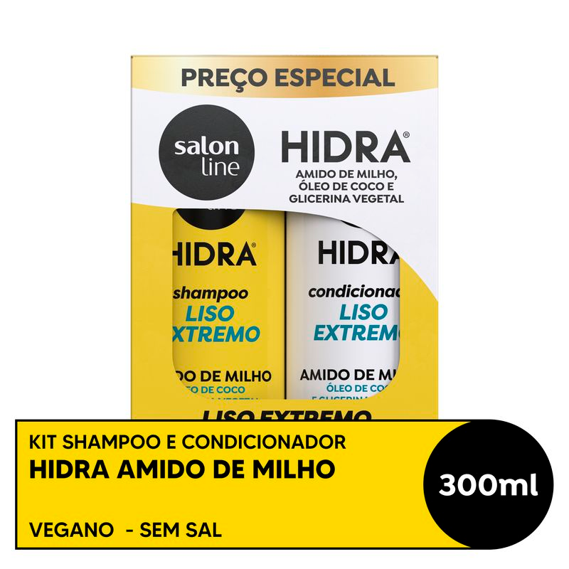 SHAMPOO + CONDICIONADOR SALON LINE HIDRA 300ML LISO EXTREMO