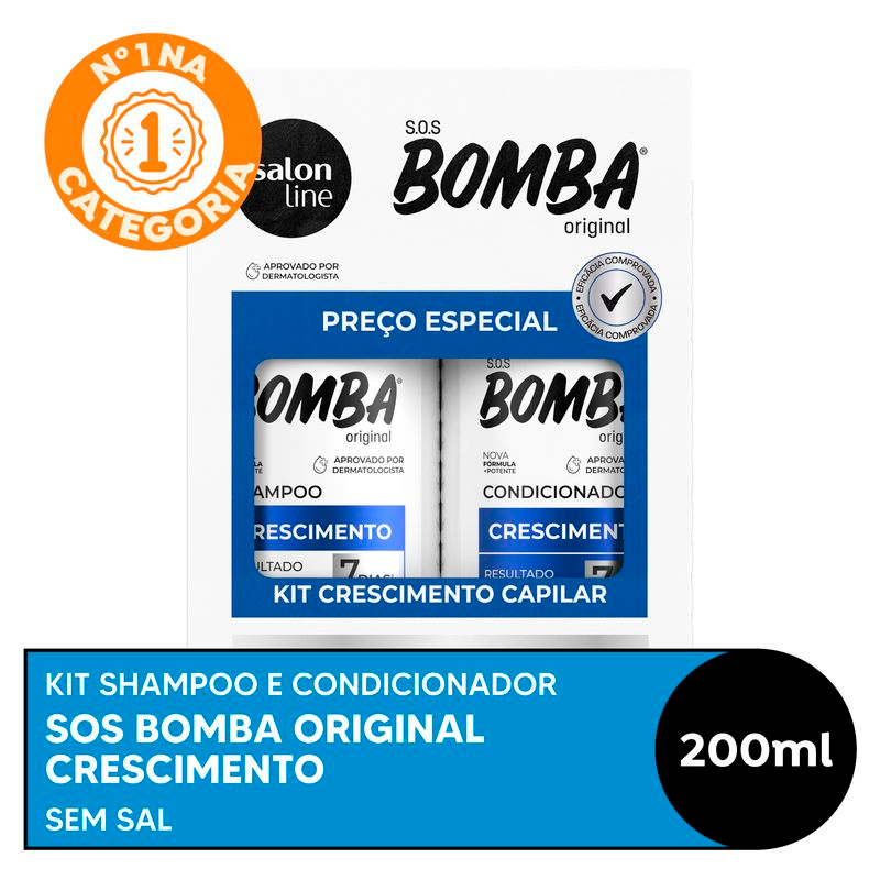 SHAMPOO + CONDICIONADOR SALON LINE SOS BOMBA 200ML CRESCIMENTO