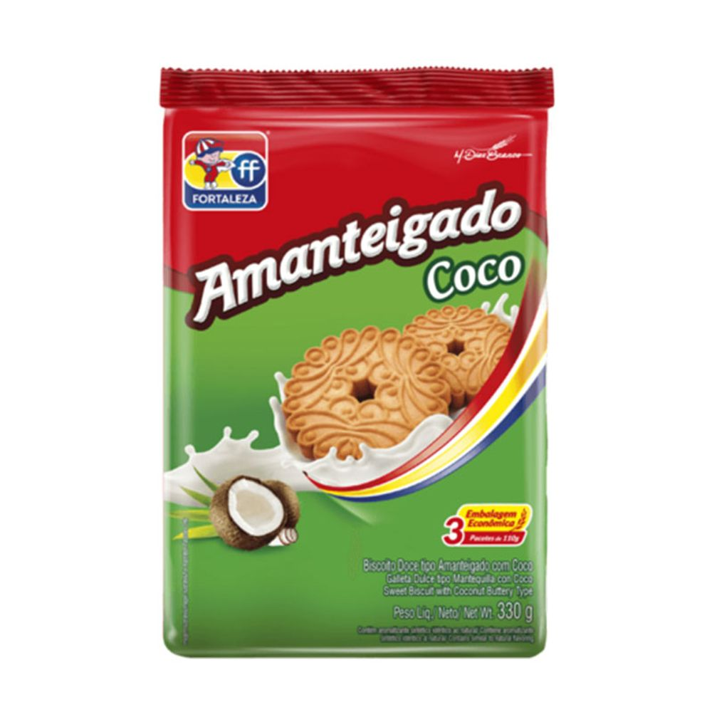 BISCOITO FORTALEZA AMANTEIGADO 330G COCO