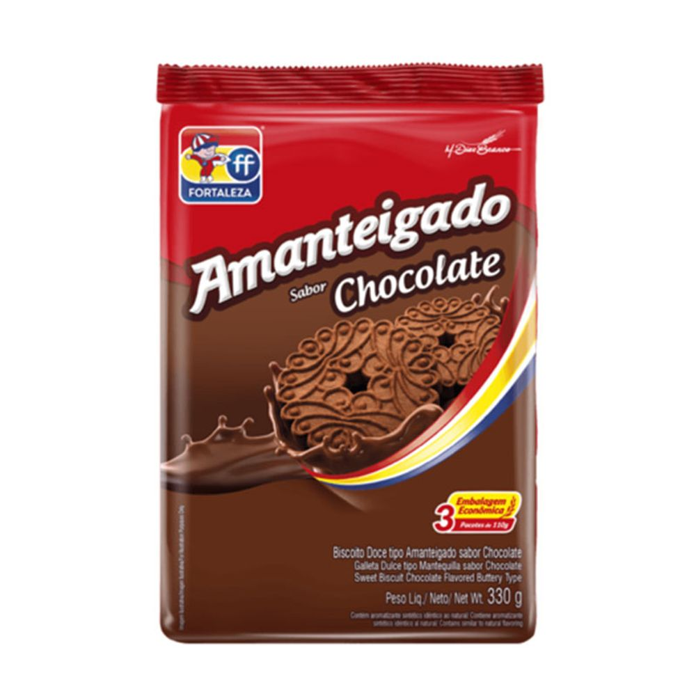BISCOITO FORTALEZA AMANTEIGADO 330G CHOCOLATE