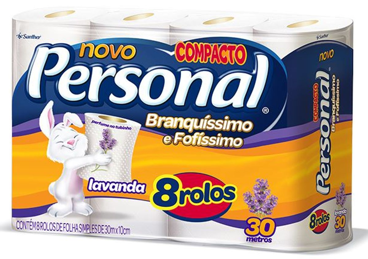 PAPEL HIGIENICO PERSONAL FOLHA SIMPLES 30M C/8 UNIDADES COMPACTO LAVANDA