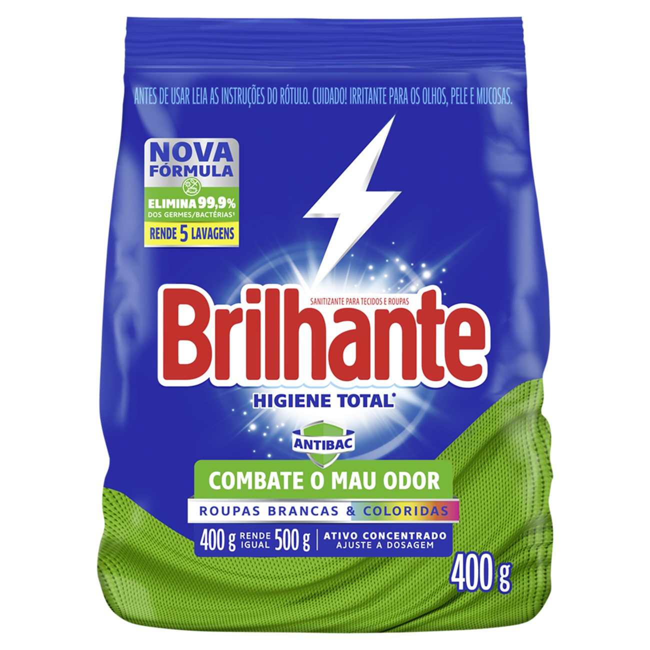 DETERGENTE PO BRILHANTE SANITIZ. 400G HIGIENE TOTAL