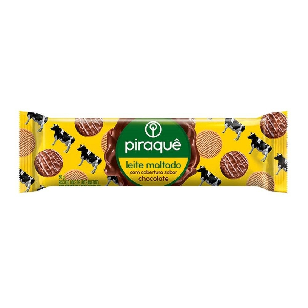 BISC PIRAQUE LEITE MALTADO 80G COBERTURA CHOCOLATE