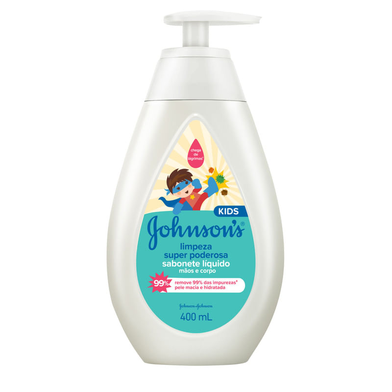 SABONETE LIQUIDO JOHNSONS KIDS 400ML LIMPEZA SUPER PODEROSA