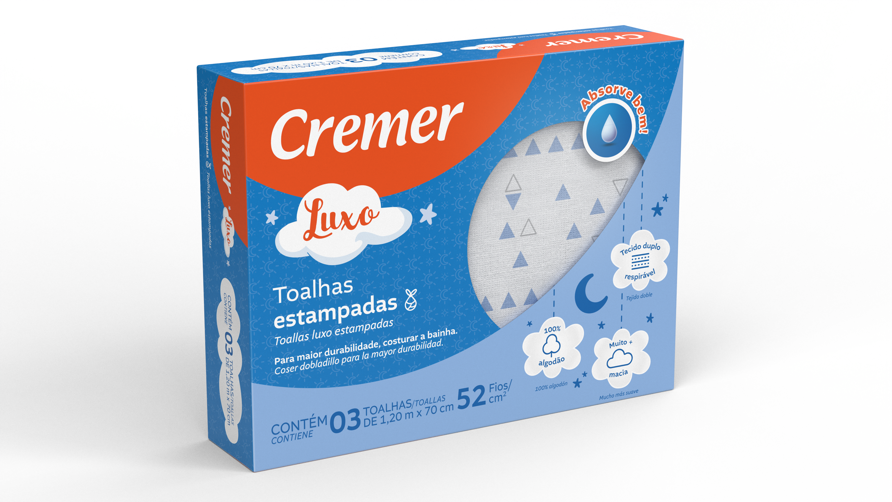 TOALHA CREMER LUXO C/3UN ESTAMPA MASCULINA