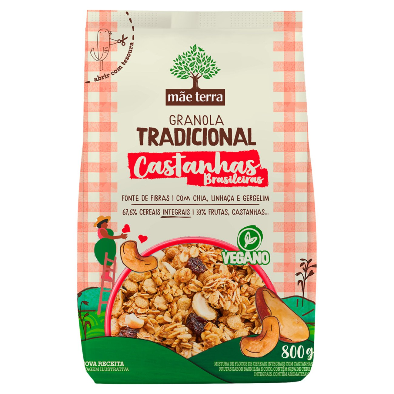 GRANOLA MAE TERRA 800G TRADICIONAL COM CASTANHAS