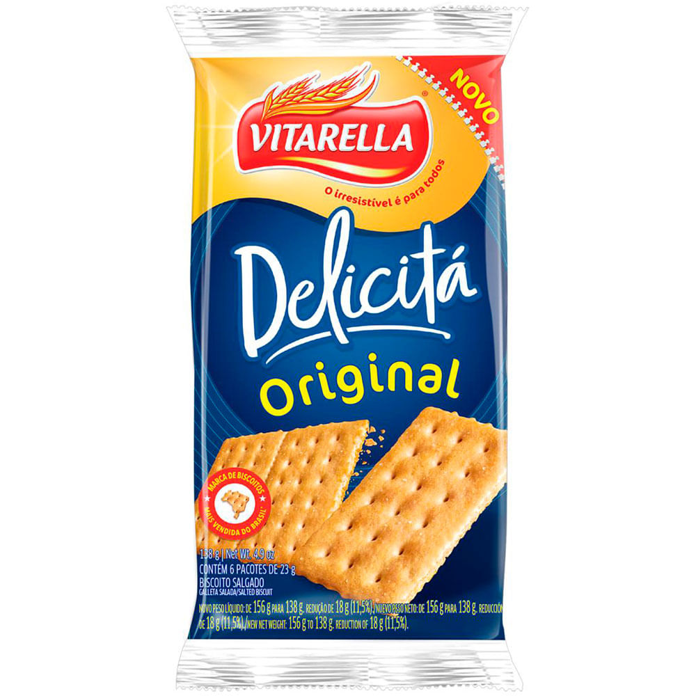 BISCOITO VITARELLA DELICITA SALGADO 138G ORIGINAL