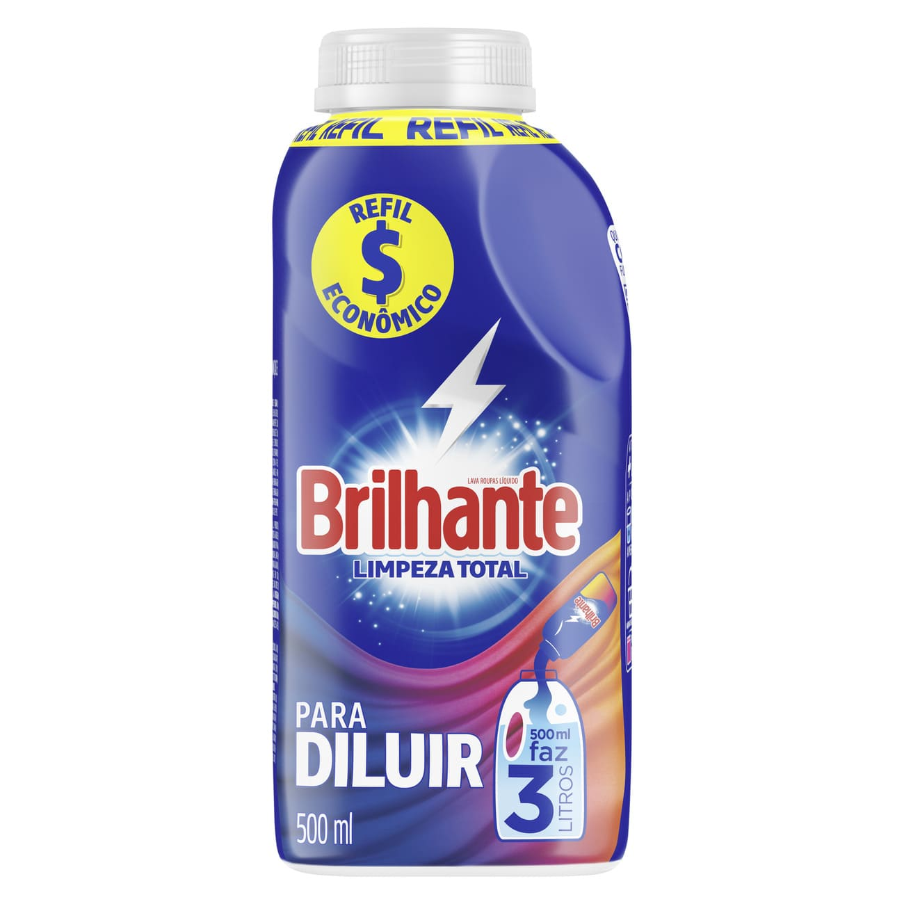 DETERGENTE LIQUIDO BRILHANTE 500ML P/ DILUIR LIMPEZA TOTAL