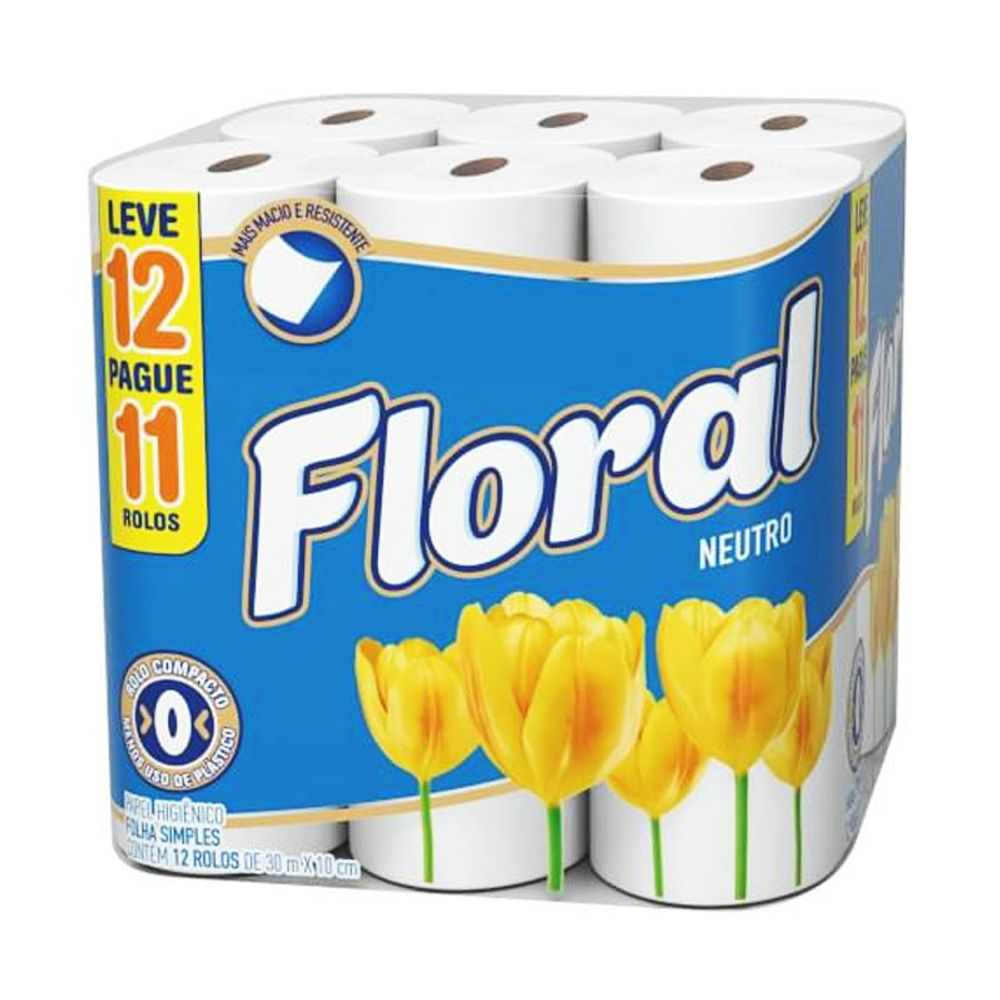 PAPEL HIGIENICO FLORAL FS 30M L12 P11 NEUTRO