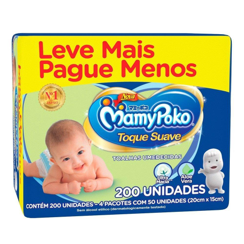 TOALHA UMED MAMYPOKO C/200UN L+P- TOQUE SUAVE