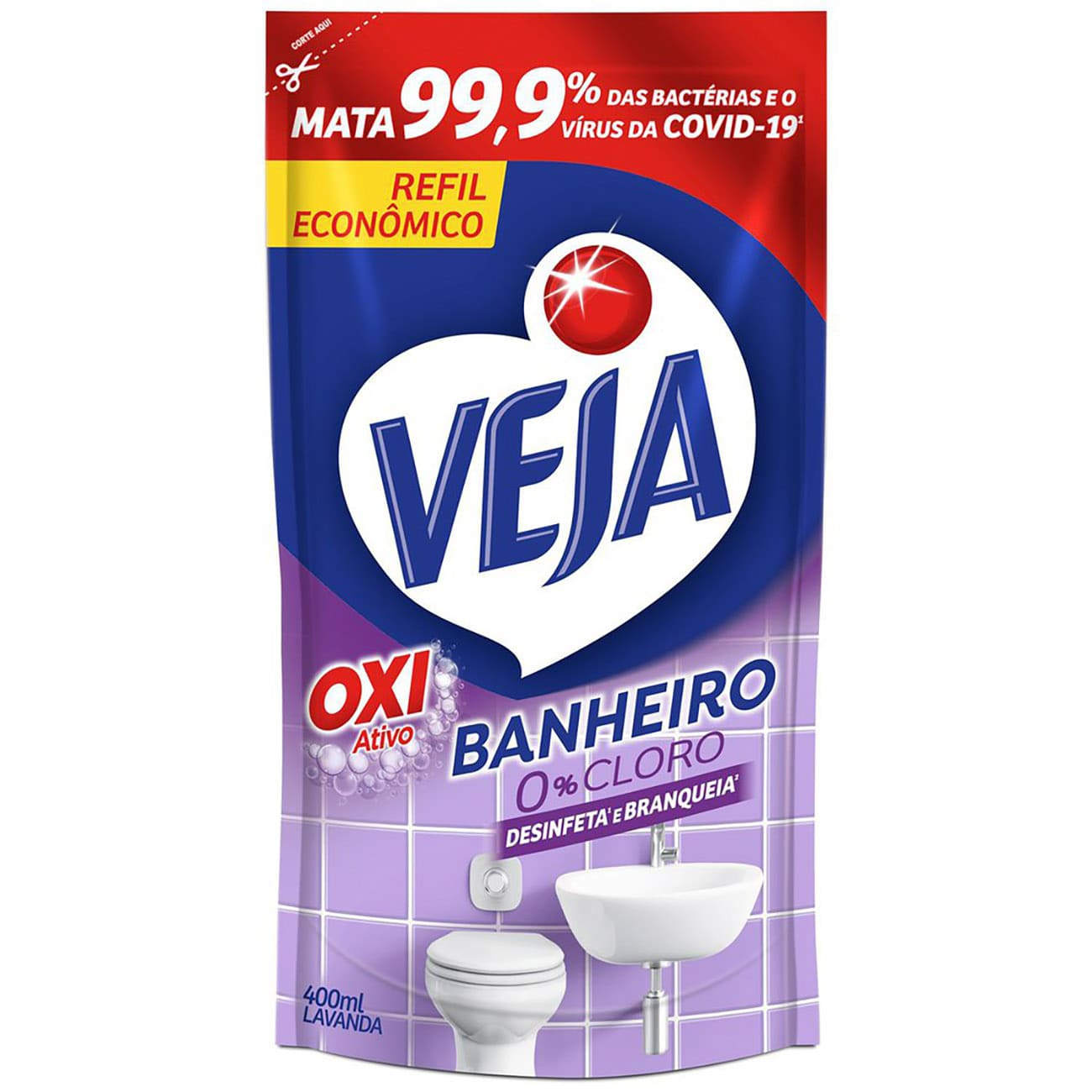 LIMPADOR VEJA ANTIBAC DOYPACK 400ML BANHEIRO LAVANDA