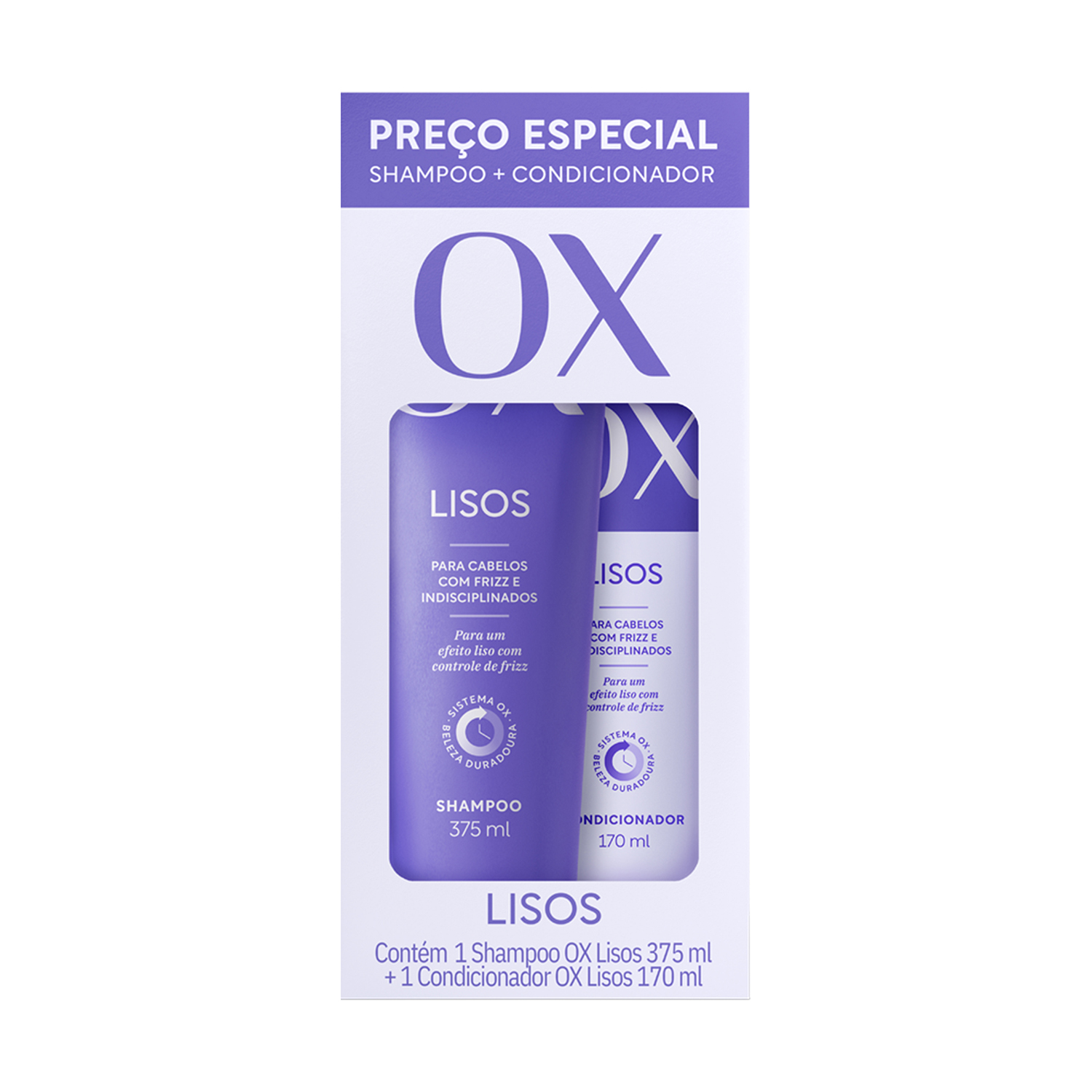 SHAMPOO OX 375ML + CONDICIONADOR 170ML LISOS