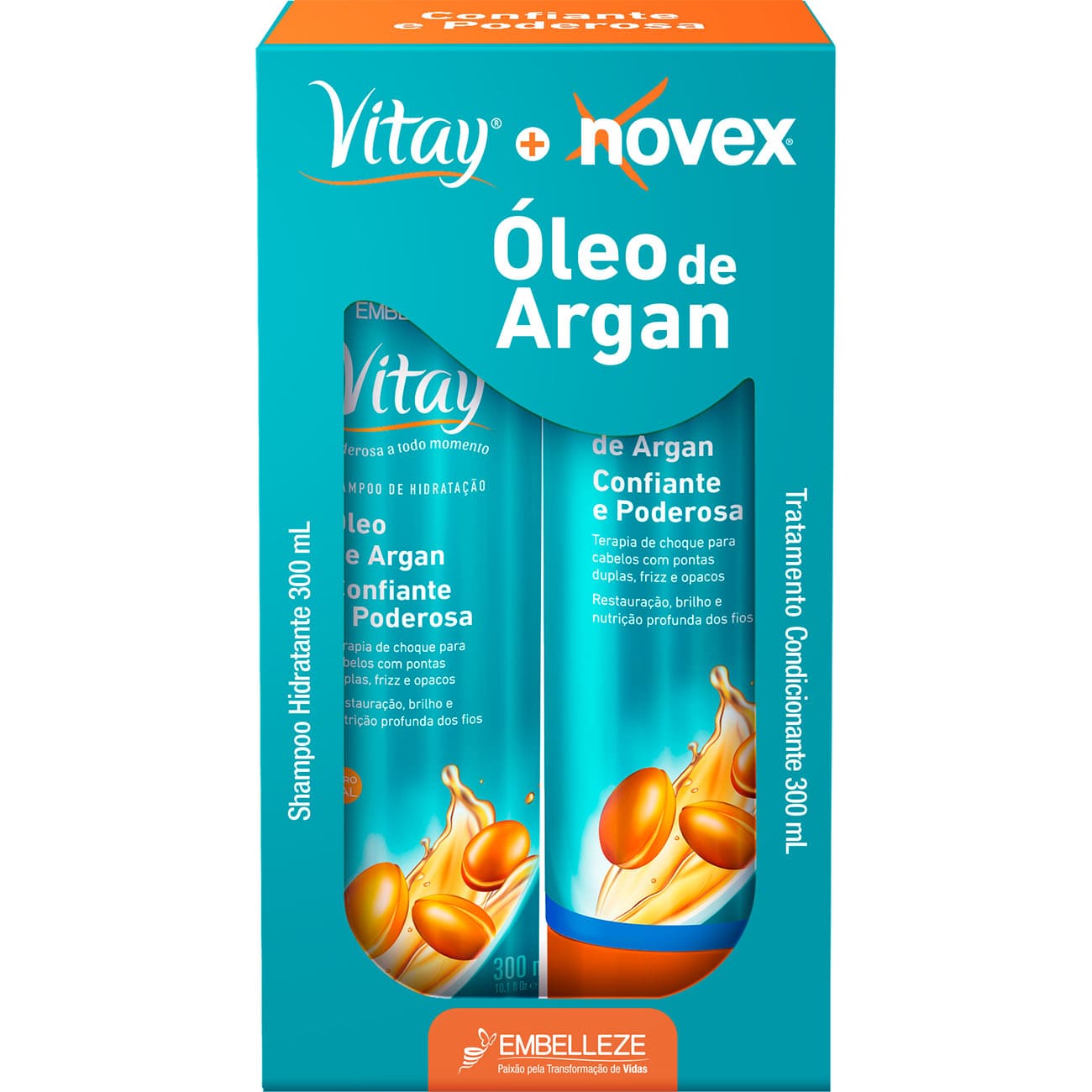SHAMPOO REVITAY + CONDICIONADOR NOVEX 300 ML OLEO DE ARGAN