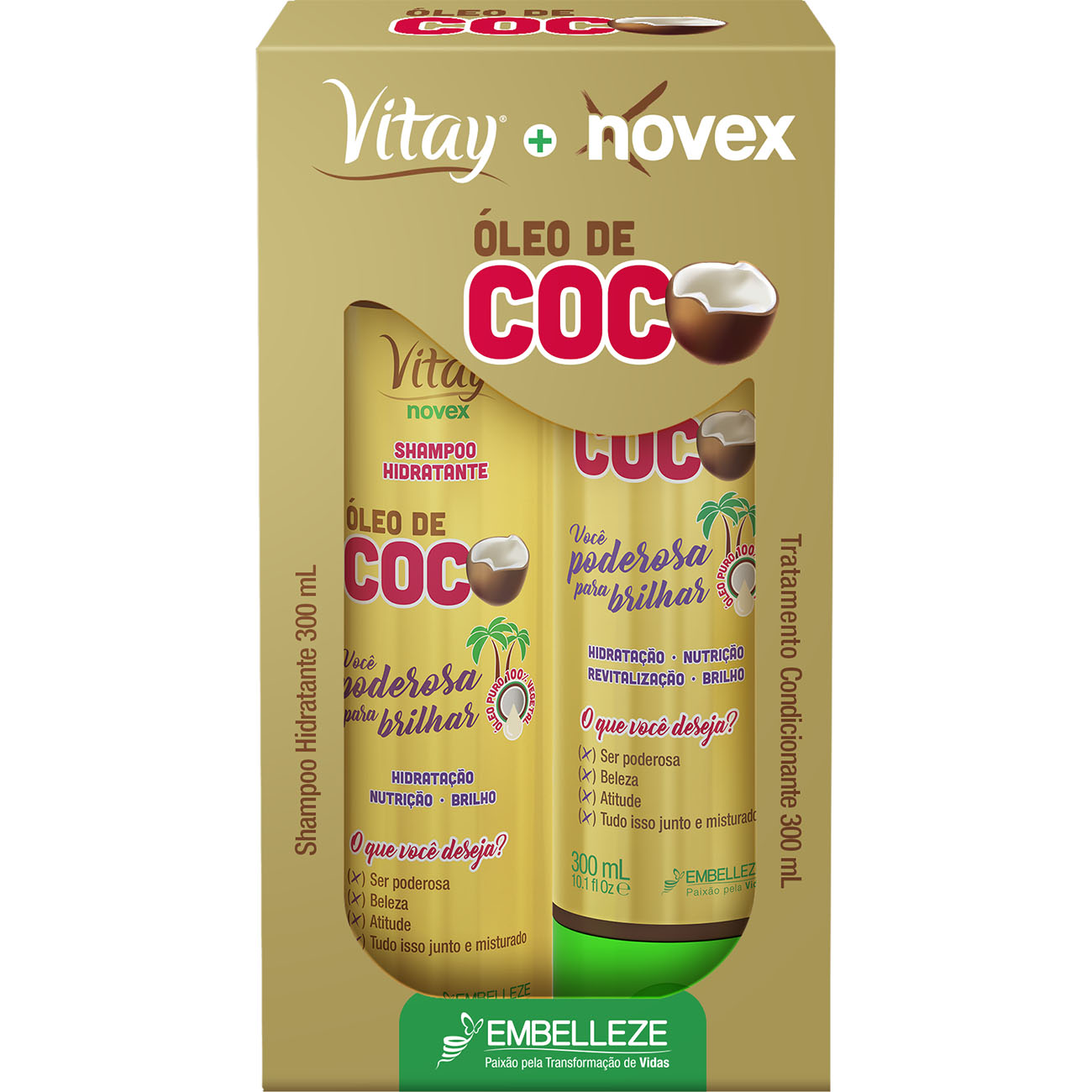 SHAMPOO REVITAY + CONDICIONADOR NOVEX 300 ML OLEO DE COCO