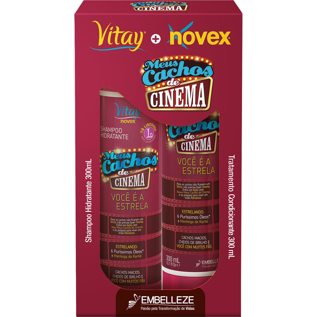 SHAMPOO REVITAY + CONDICIONADOR NOVEX 300 ML MEUS CACHOS CINEMA